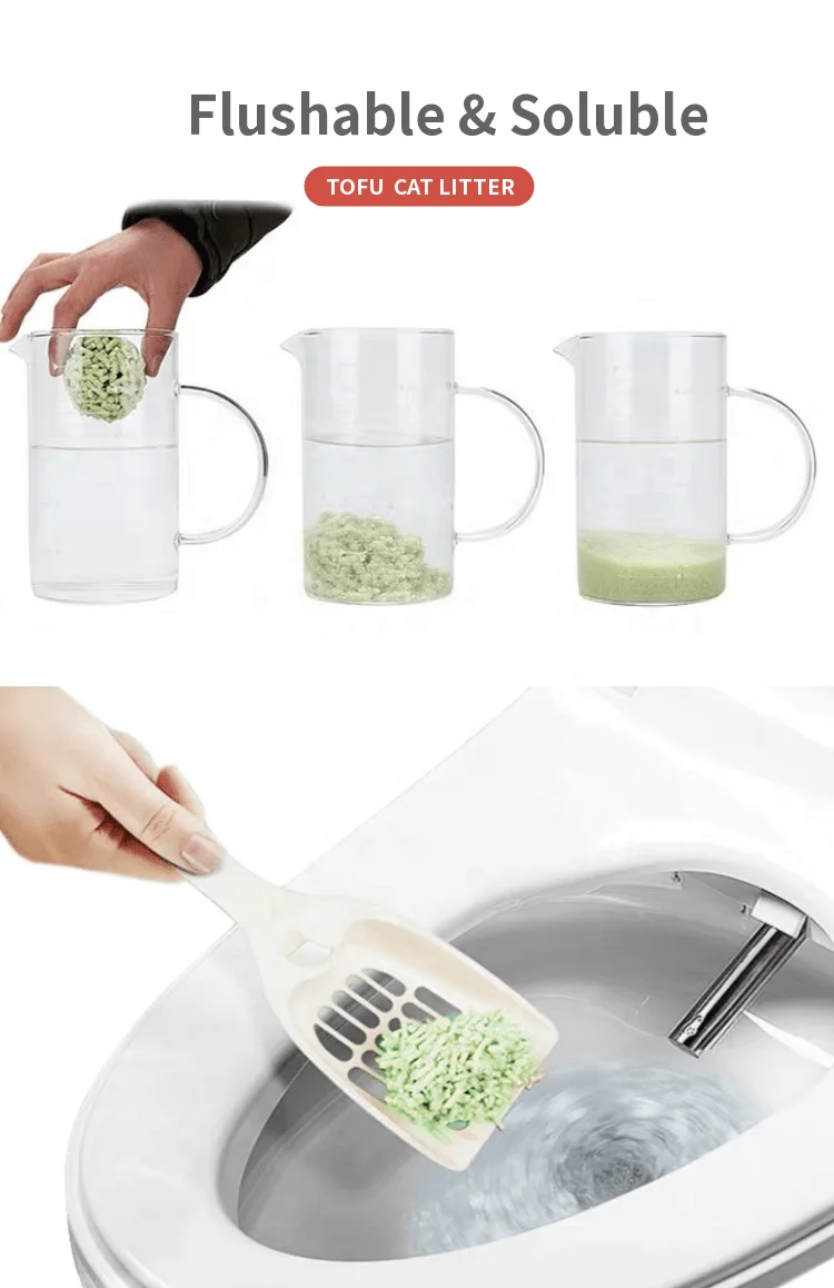 Chinese Cat Litter Suppliers OEM/ODM Clumping Clean Bulk Flushable tofu mixed Zeolite Tofu Cat Litter Sand