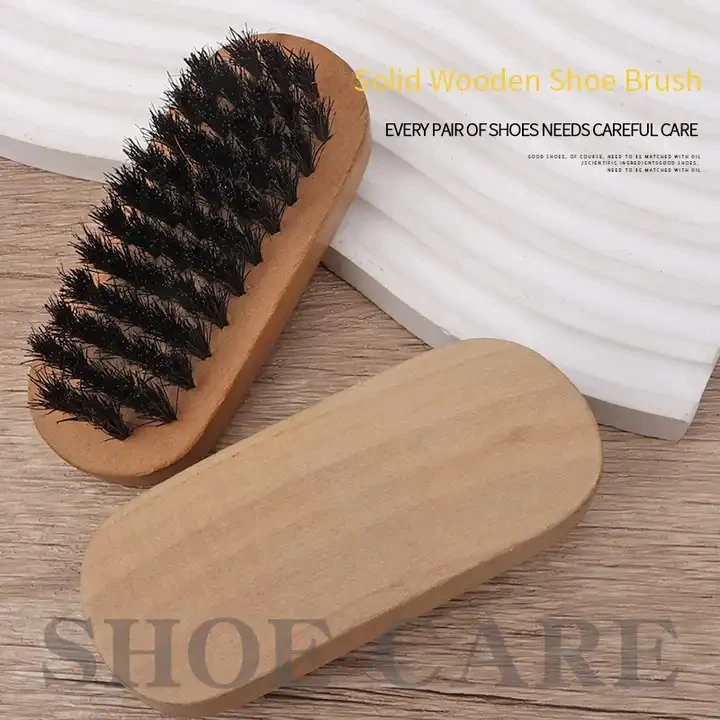 Shoe oil polishing pig hair brush mini pp silk wood sneaker shoes cleaning brush for shoes