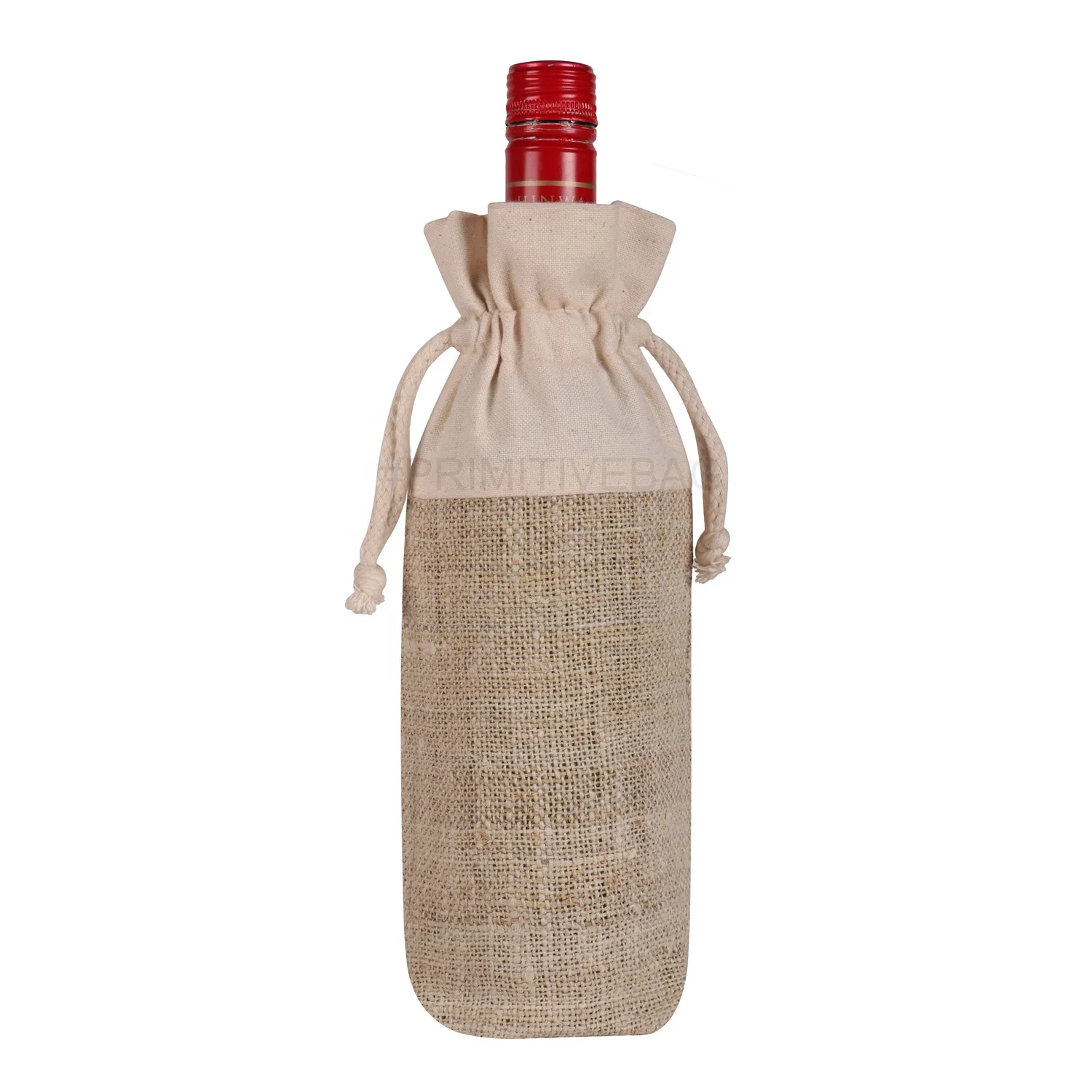 Handmade in Nepal Hemp drawstring closure printing and promotional single wine bottle packaging organic HEMP drawstring pouches