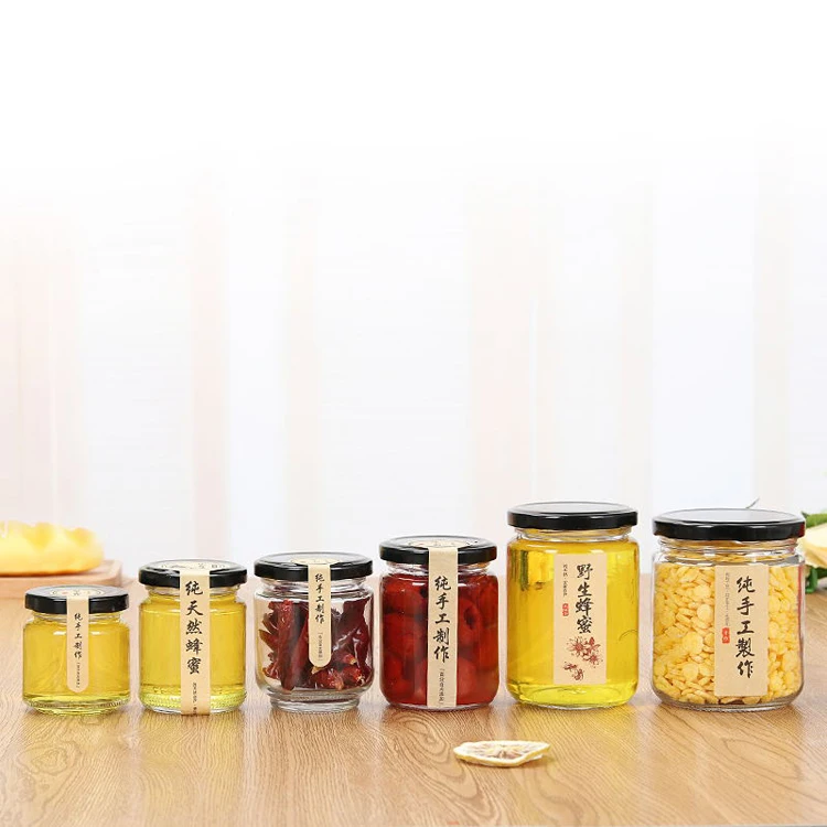 High quality 240ml 8oz round glass jar for caviar jam pickles with airtight lid in stocked