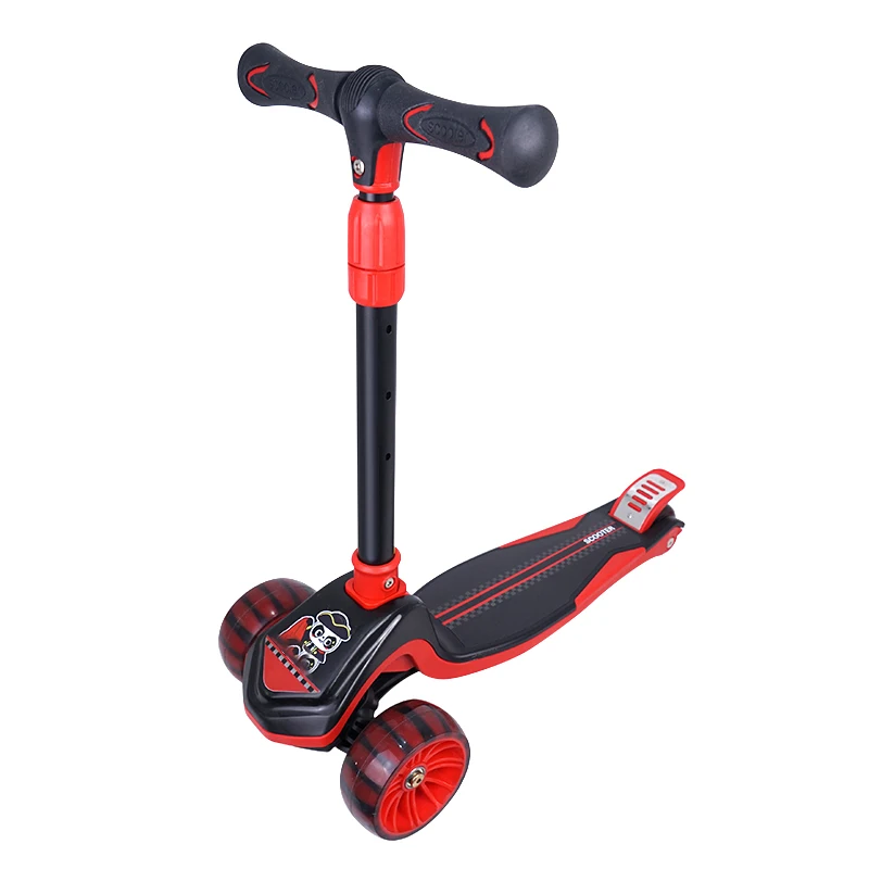 Factory high strength big flashing wheels double rear wheels kids kick scooter for out sports