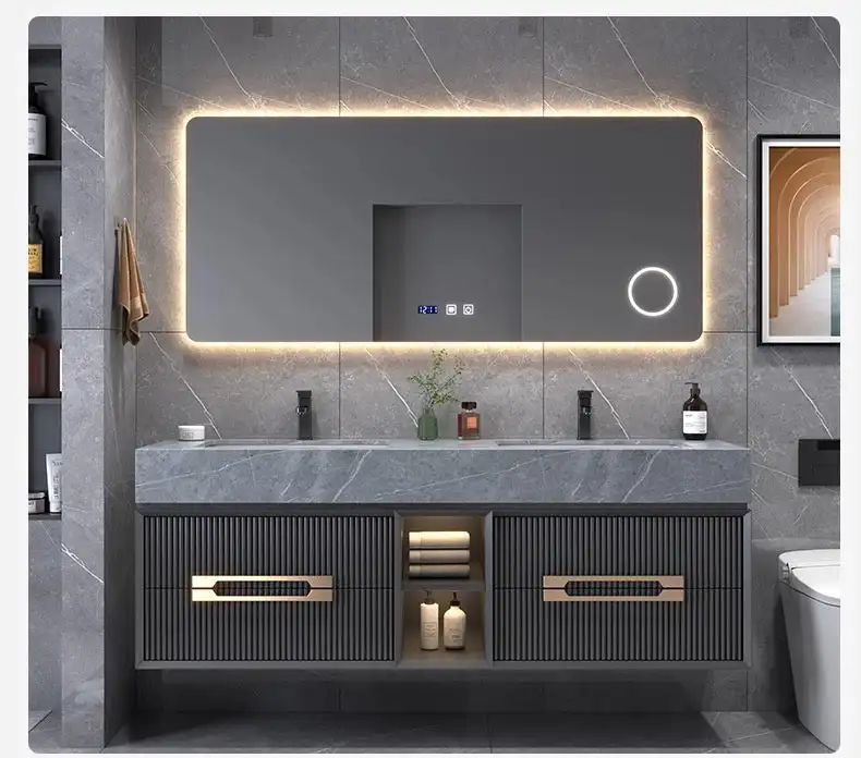 Modern Style Wall Mounted 36 48 60 Inch Bathroom Vanity With Sink Natural Quartz Marble Bathroom Vanity Cabinets