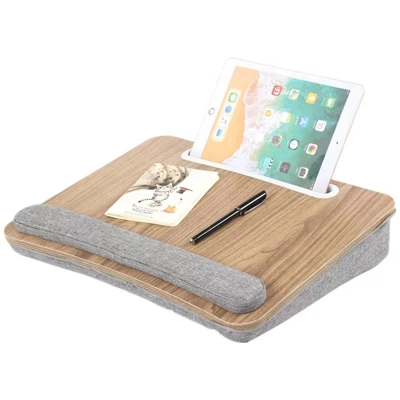 Laptop desk, portable with non-slip mat and storage, fits up to 15.6 inches ergonomically. Suitable for home work