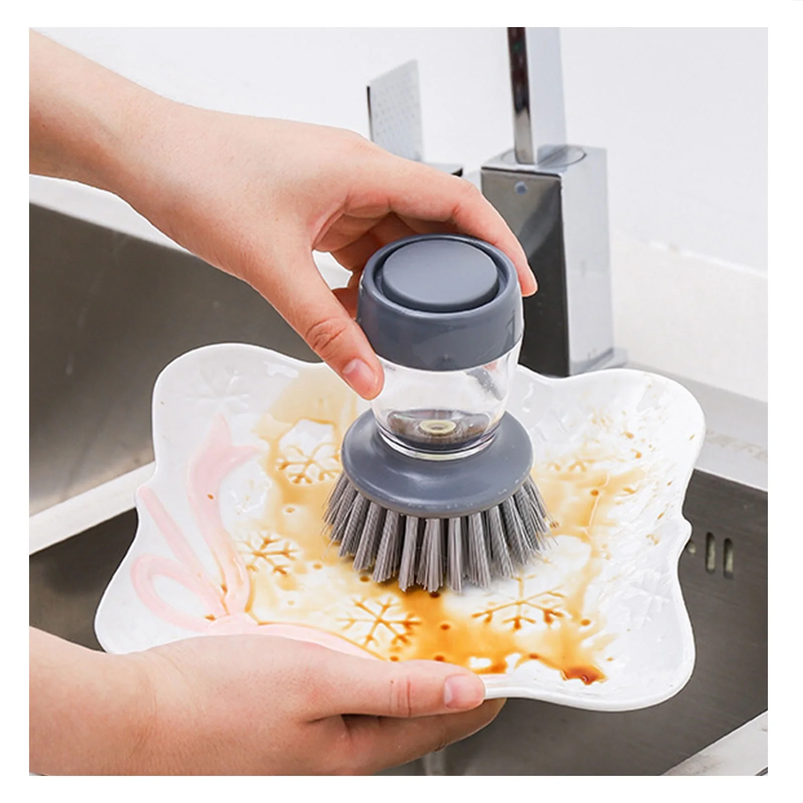 Dish Brush with Soap Dispenser, High Quality Kitchen Dish Scrubber, Dishwashing Brush for Washing and Cleaning of Pots and Pans
