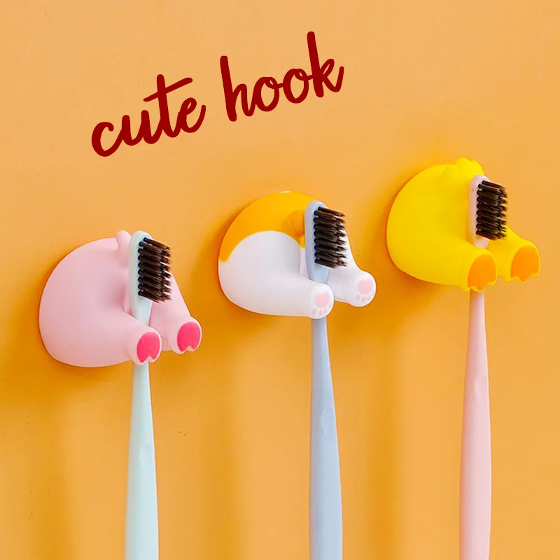 Adhesive Cute Animal Tail Coat Hook, Wall Mounted Bathroom Clothes Hanger for Key Scarf Hat Towel