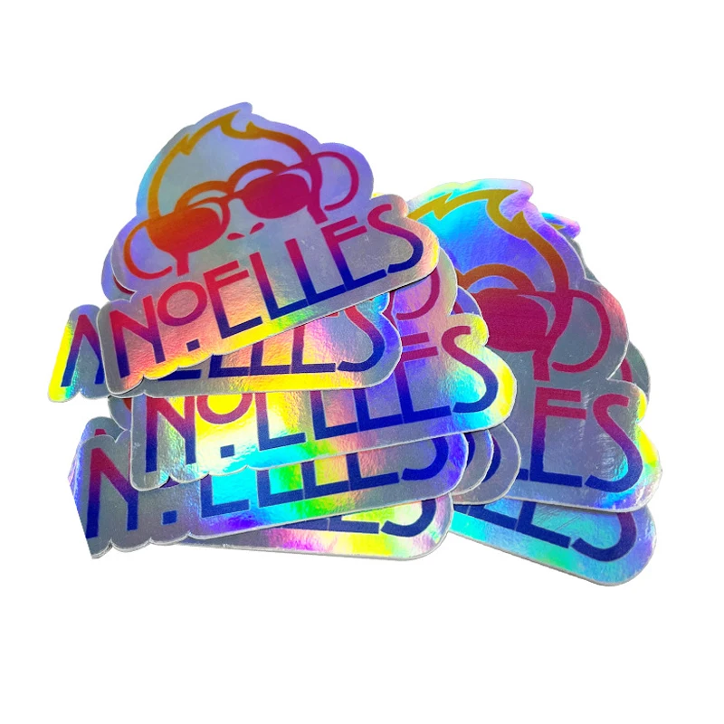 Custom Waterproof Holographic Sticker Vinyl Printing Adhesive Cartoon Die Cut Logo Label Stickers