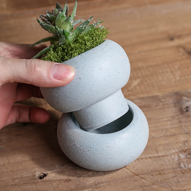 Wholesale Custom Nordic Cylindrical Round Blue Ceramic Flower pot Frosted Succulent Plant Flower Pots For Home Living Room Decor