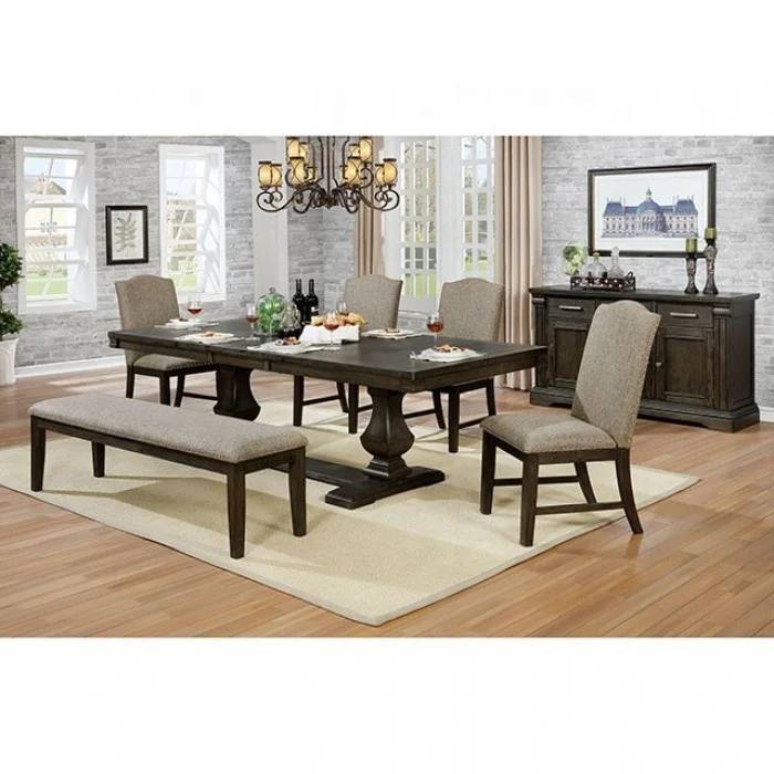 US warehouse in stock Transitional Solid Wood dining bench seat with Padded Seat and Nailhead Trim for home family use