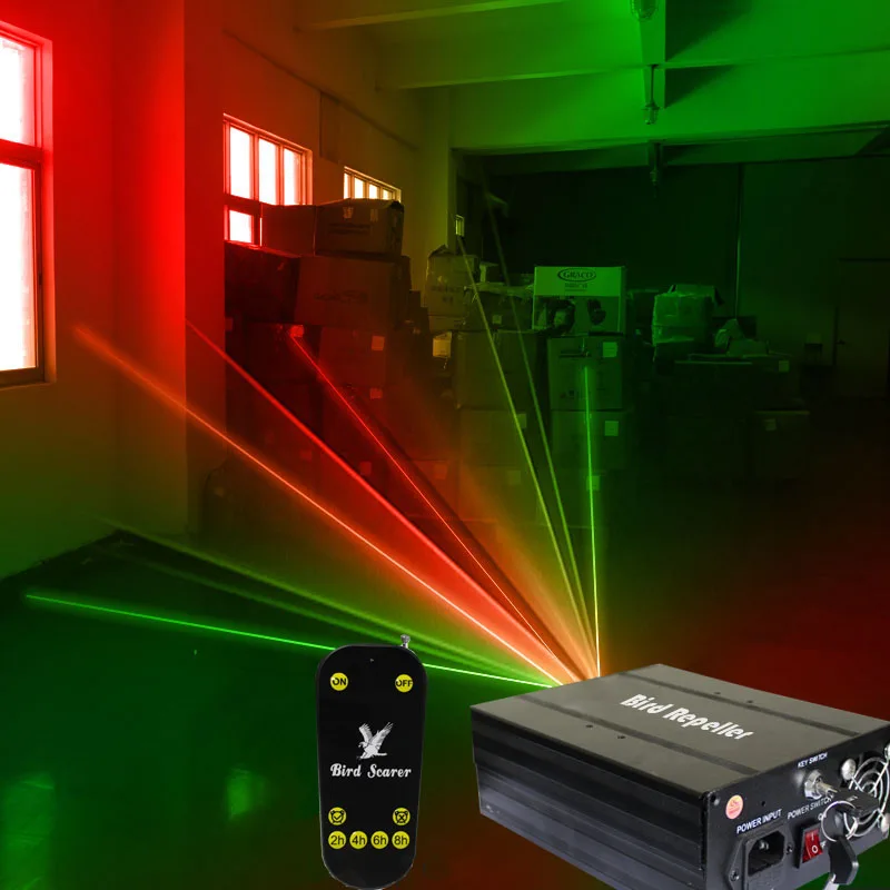 Direct sale 60 Degree Rotation Friendly Drive away Bird Waterproof Bird Scares Laser Lights for Indoor with RF Timer Remote