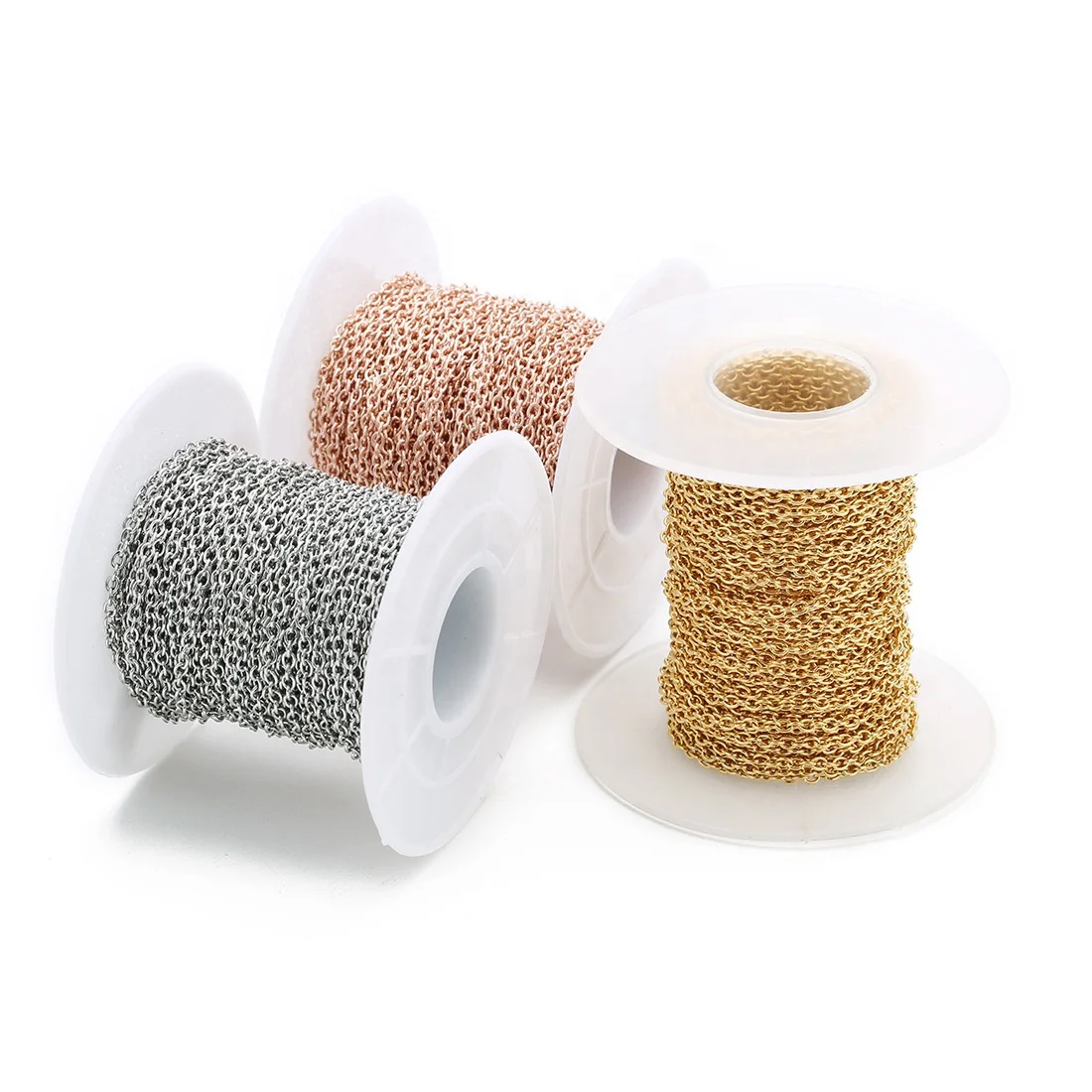 2021 New Diy Stainless Steel O Shaped Multi Size Linked Chain In Roll 10 Yard For Jewelry Accessories Necklace Making Chain Gold