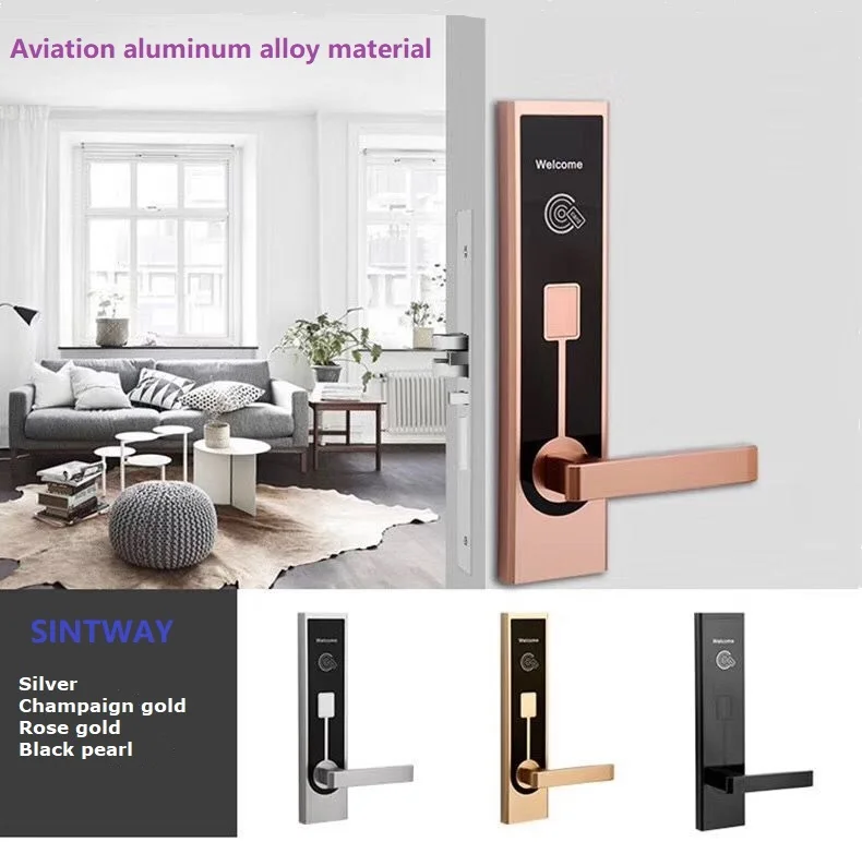 Новый дизайн модели розового золота отель умный замок с материалом из алюминиевого сплава и бесплатным программным обеспечением