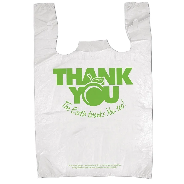 Thank You Shopping Recyclable Convenient LDPE Vest Bag Thicken Standard Size Strong HDPE T-shirt Plastic Customized Printing PE
