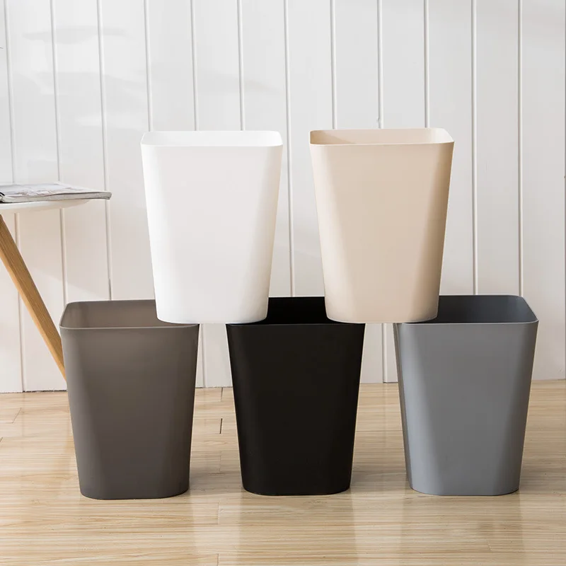 Personality And Creative Nordic Style Home Living Room Bedroom Plastic Trash Can Square Simple Office Without Cover Paper Basket