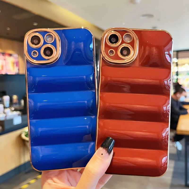 Puffer Case waterproof down jacket fabric shape down soft touch Mobile phone case for iphone 13 12 11 mini pro max