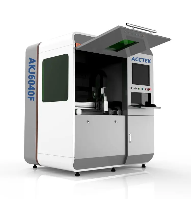 Full enclosed small metal cutting laser machine AKJ6040F low price fiber laser 2kw 1kw 500w