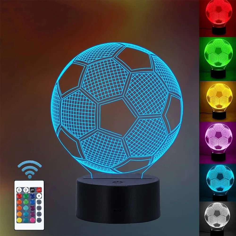 LED Night Lights for Boys Football Club Logo 3D Illusion Lamp Kids Football Fans Gift Acrylic Nightlight for Home Bedroom Decor