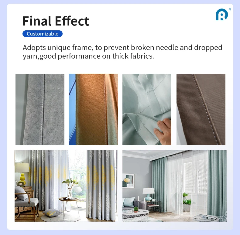 High Quality Small Curtain Hemming Machine for Sides and Bottom Hemming with Conveyor