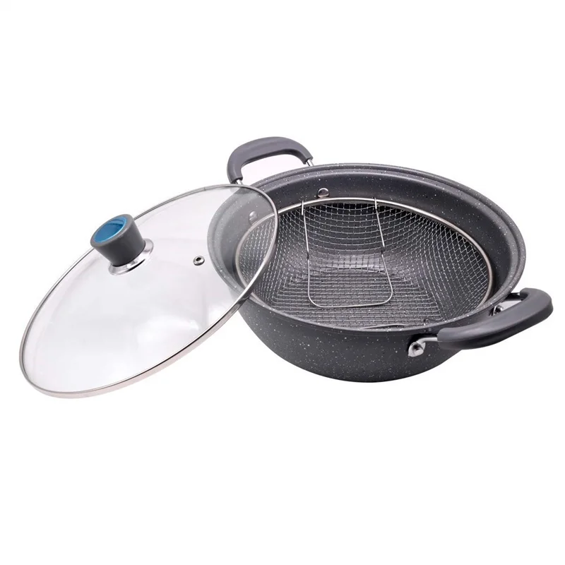 High Quality best seller carbon steel non stick cookware set deep fryer with basket