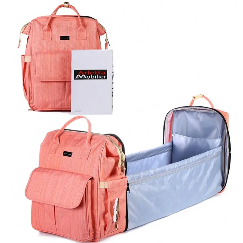 Мама пеленки Dag Рюкзак Мягкие Детские сумка из узорчатой ткани кровать; Рюкзак для подгузников; Рюкзак с пеленкой розовый