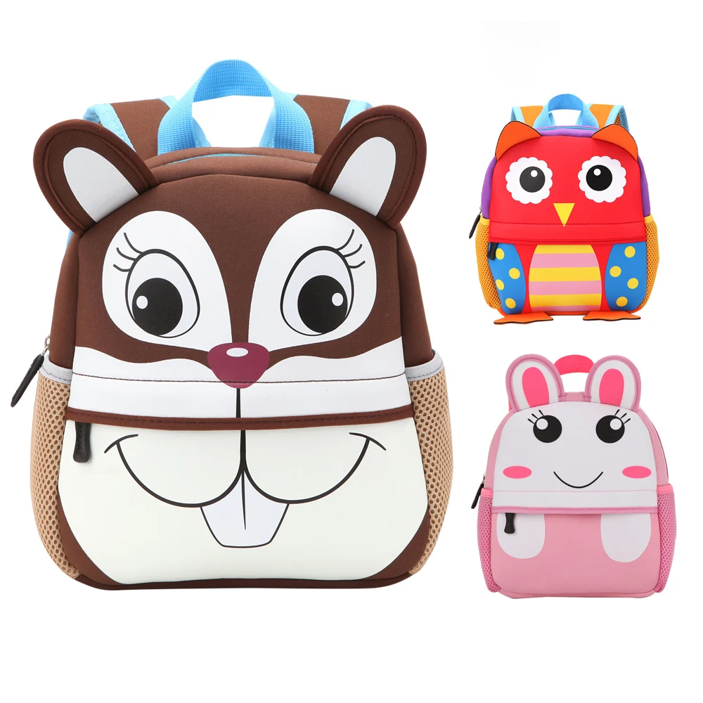 Cheap Price Fashionable Custom Neoprene Cartoon 3D Kids Zoo Animal Backpack