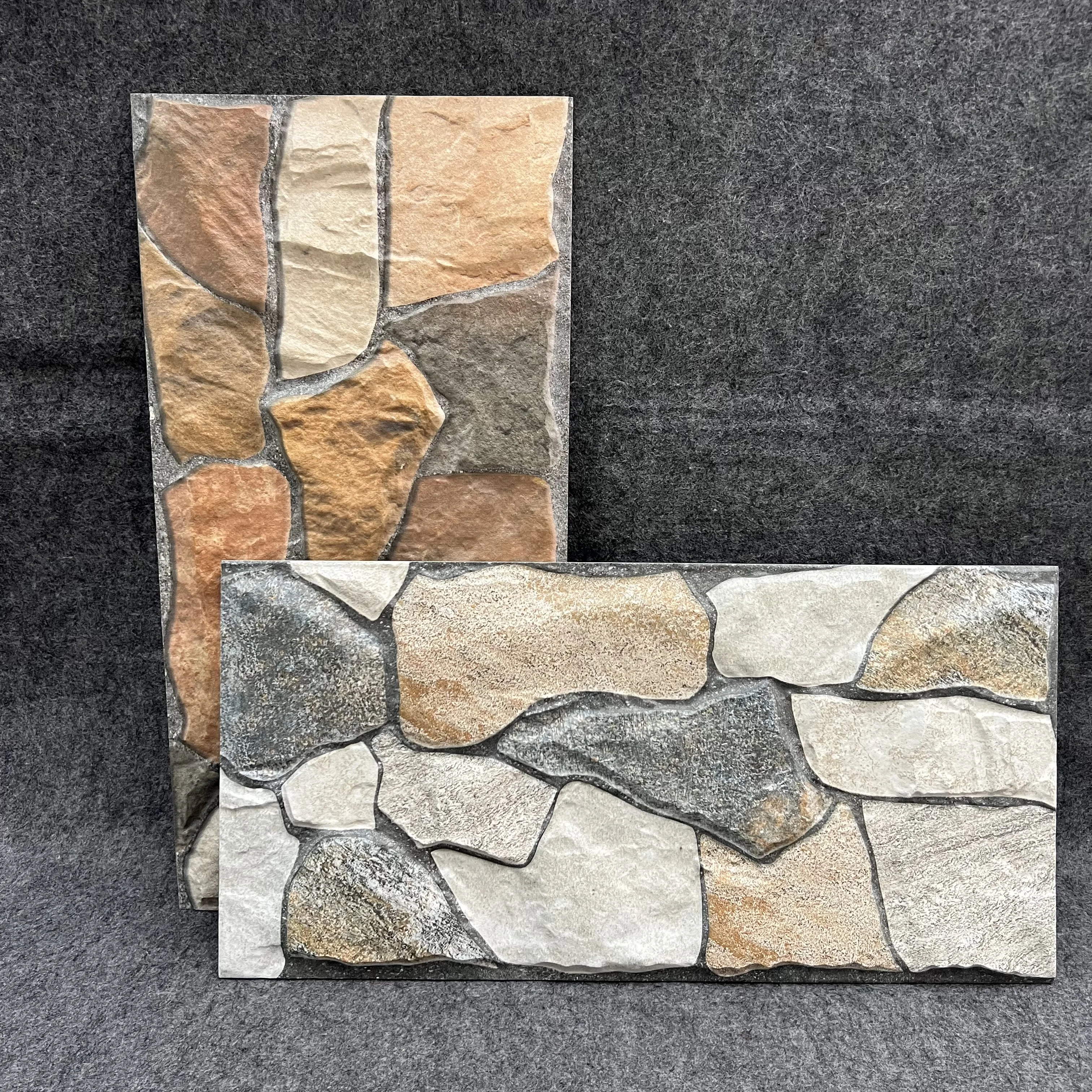 3D effect rustic look stone exterior wall tiles 300*600mm for villa wall and floor outside