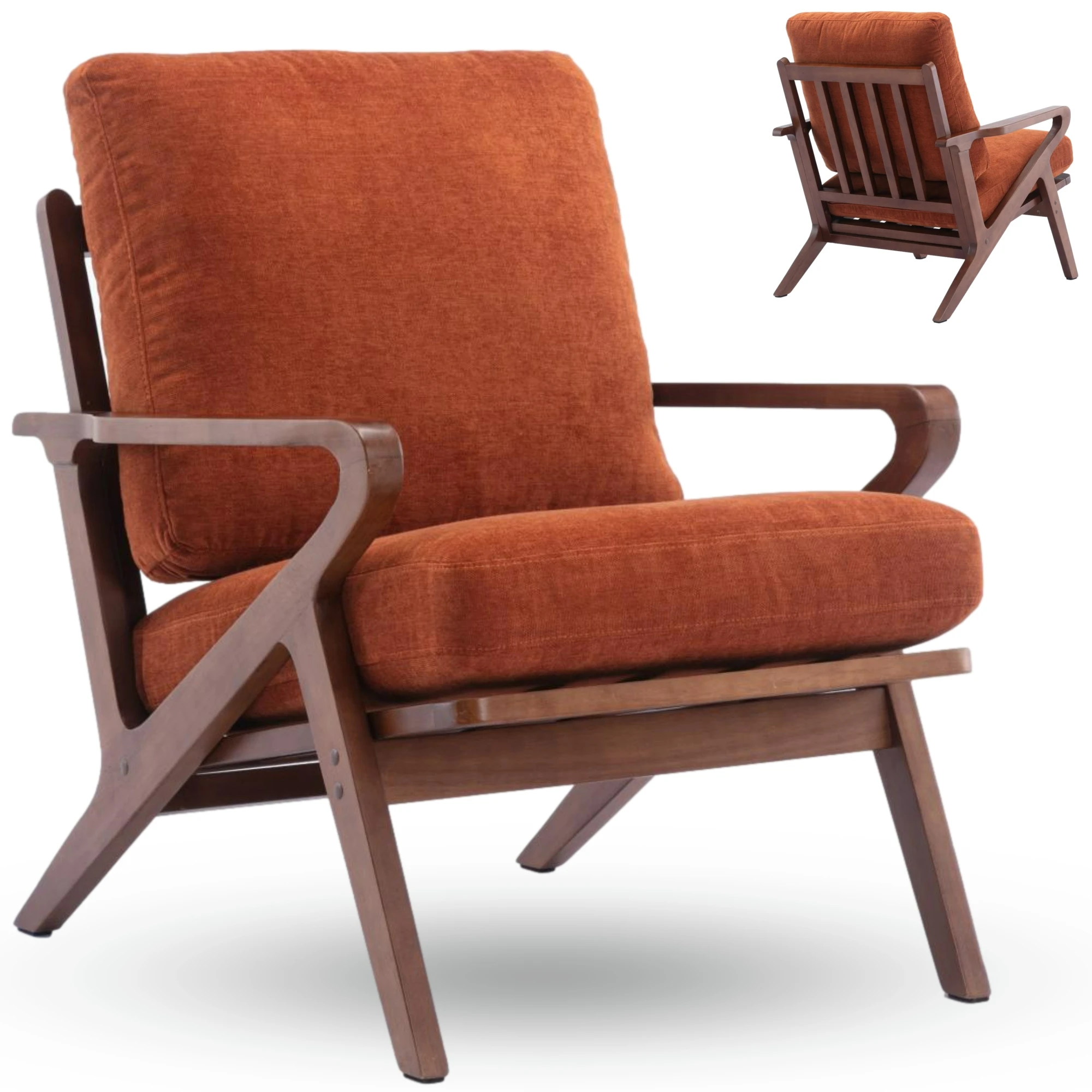 Comfortable Cushioned Accent Bedroom Leisure Chair with Solid Wood Frame