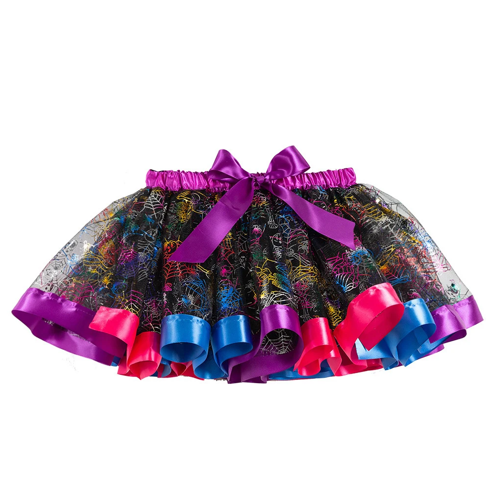Rainbow Tutu Skirts for Princess Party Costume Clothes Summer Fashion Children Girls Clothing Kids Halloween Skirt GTS034