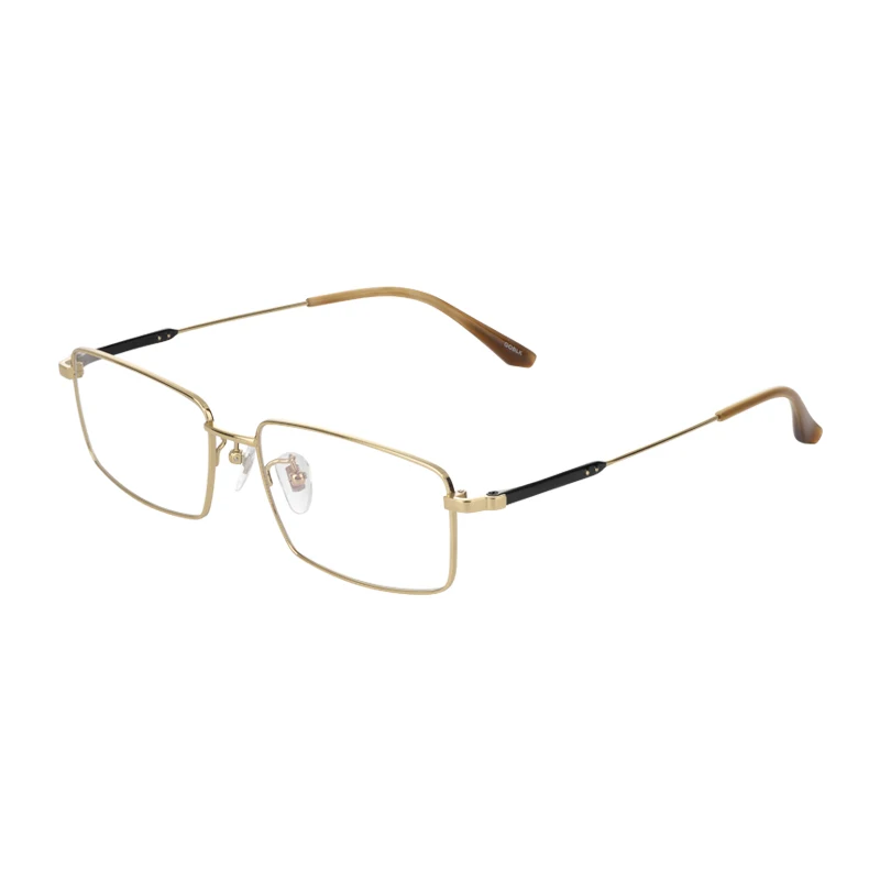 Antifog Men Optical Opthamic Rims Women Gold Plated Rectangular Titanium Eyeglasses Frames