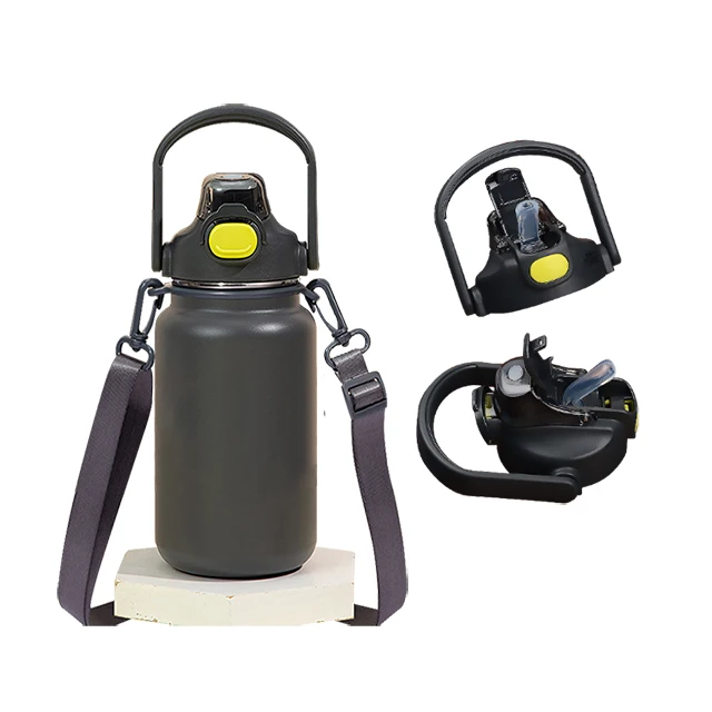 Motivational Fancy Adult Printable Sports Straw Vacuum Water Bottle with Lid