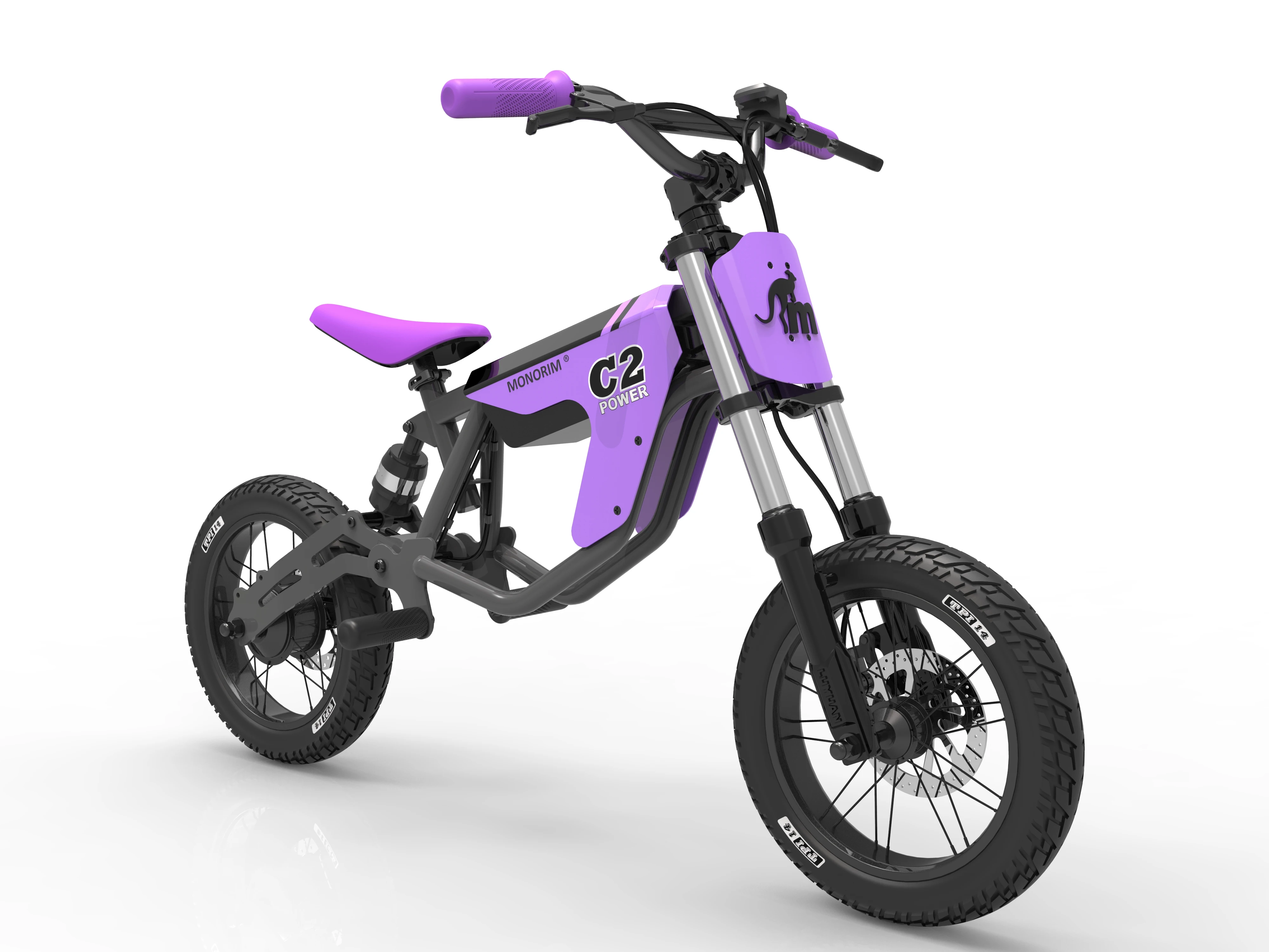 Monorim C2 Kids Electric Motorcycle 24V 200W with 12 Inch Pneumatic Tires and Adjustable Seat and Cool Riding Sound Effects