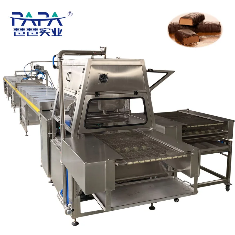 chocolate coating machine with chocolate cooling tunnel