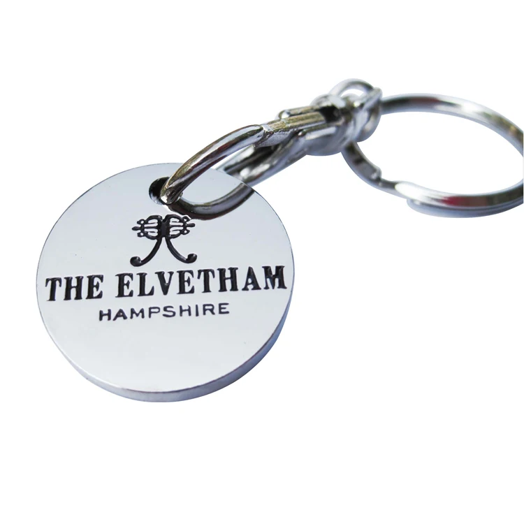 Promotional Custom Cheap Metal Trolley Coins Shopping Cart Token challenge keychain trolley coin