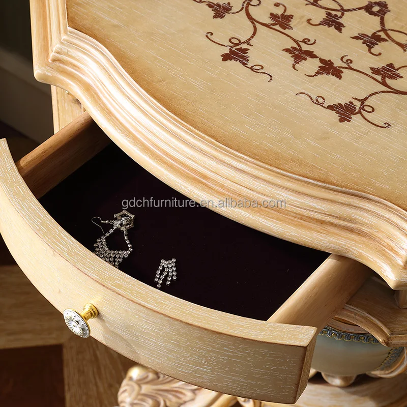 Royal Bedroom Furniture Design European Style French Antique dressing table Solid Wood handcrafted dresser set