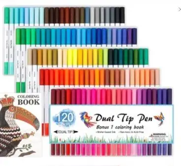 Double-ended Fine Liner & Brush Tip Dual Tip Brush Pen Markers Watercolor Pen for Drawing and Writing