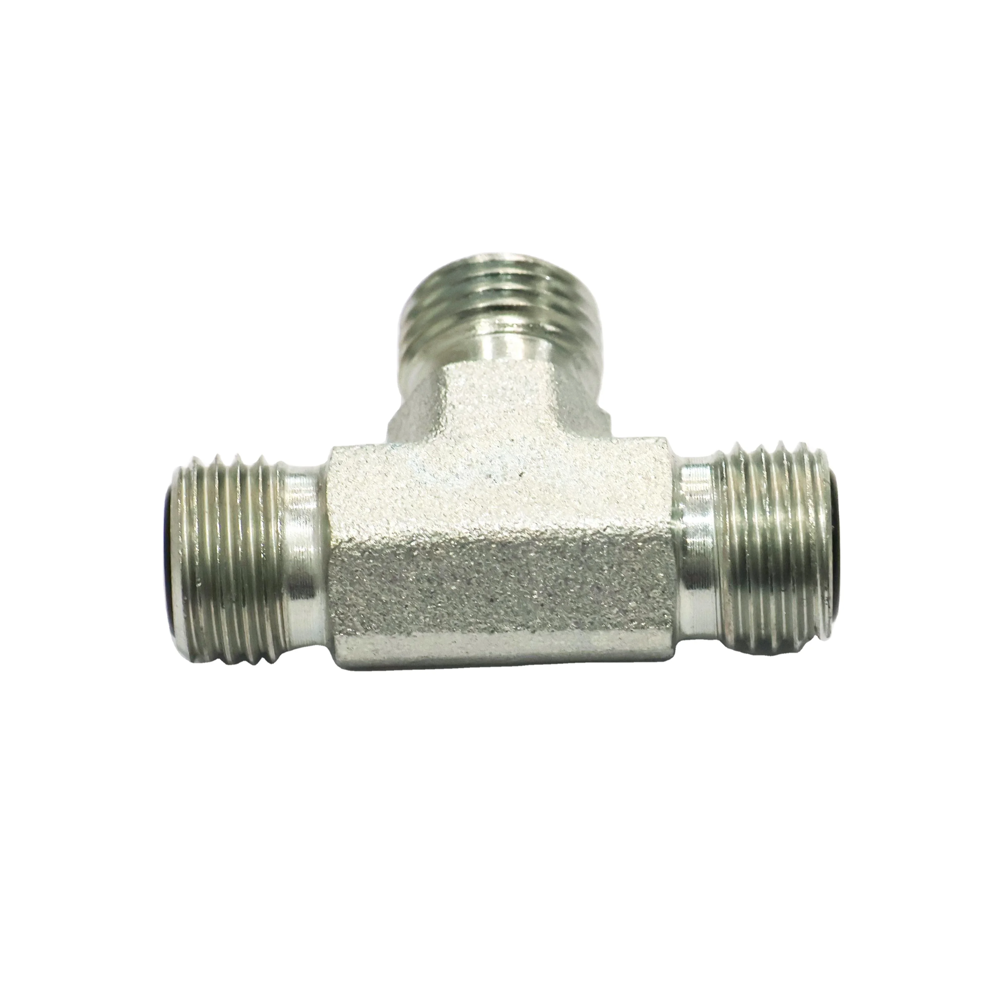 SAE carbon steel hydraulic compression connector adapter Male O-ring face seal ORFS Tee nipple FS6803 hydraulic fitting Adapt