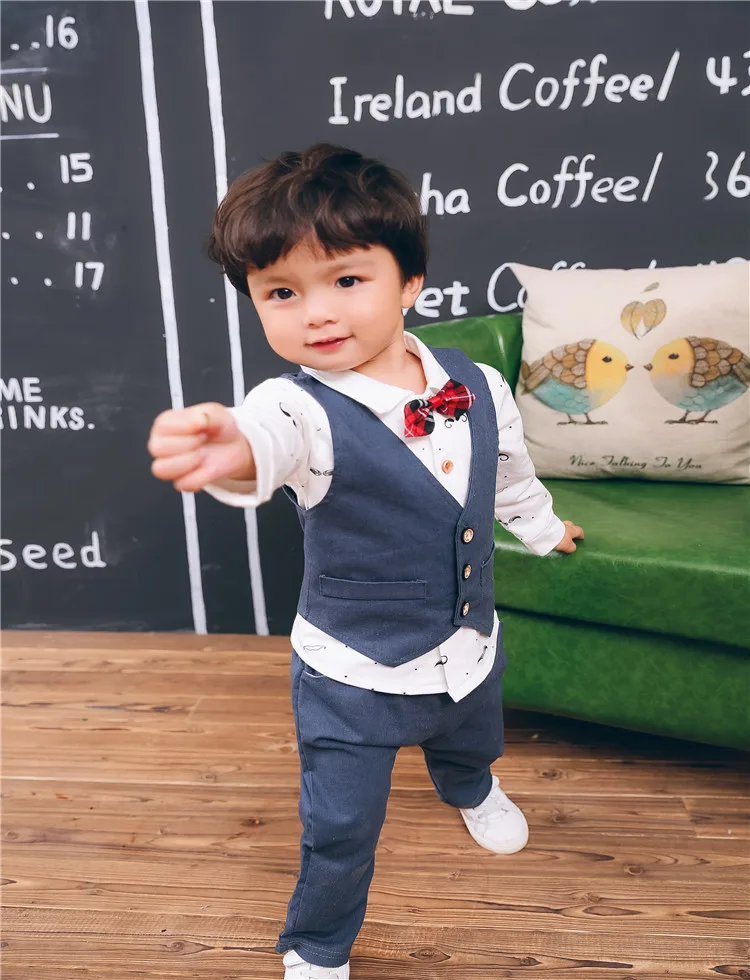 Formal 3 Pieces Set Boys Kids Clothes Cotton 1-5 Years