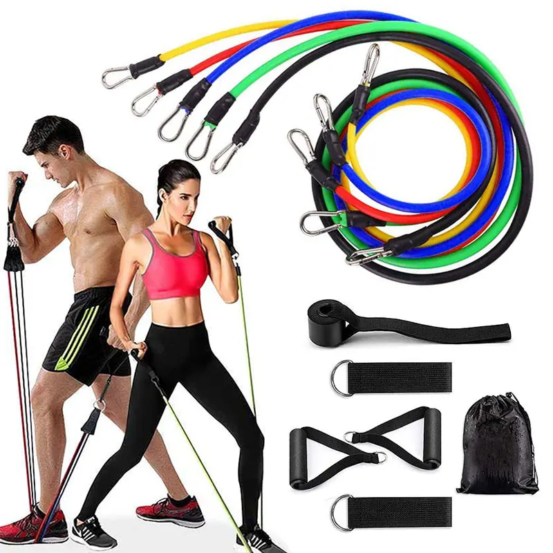 11 Pcs Elastic Workout Rubber Tube Band Loop Resistance Bands Sets For Fitness Gym Exercise Equipment Training Pull Rope