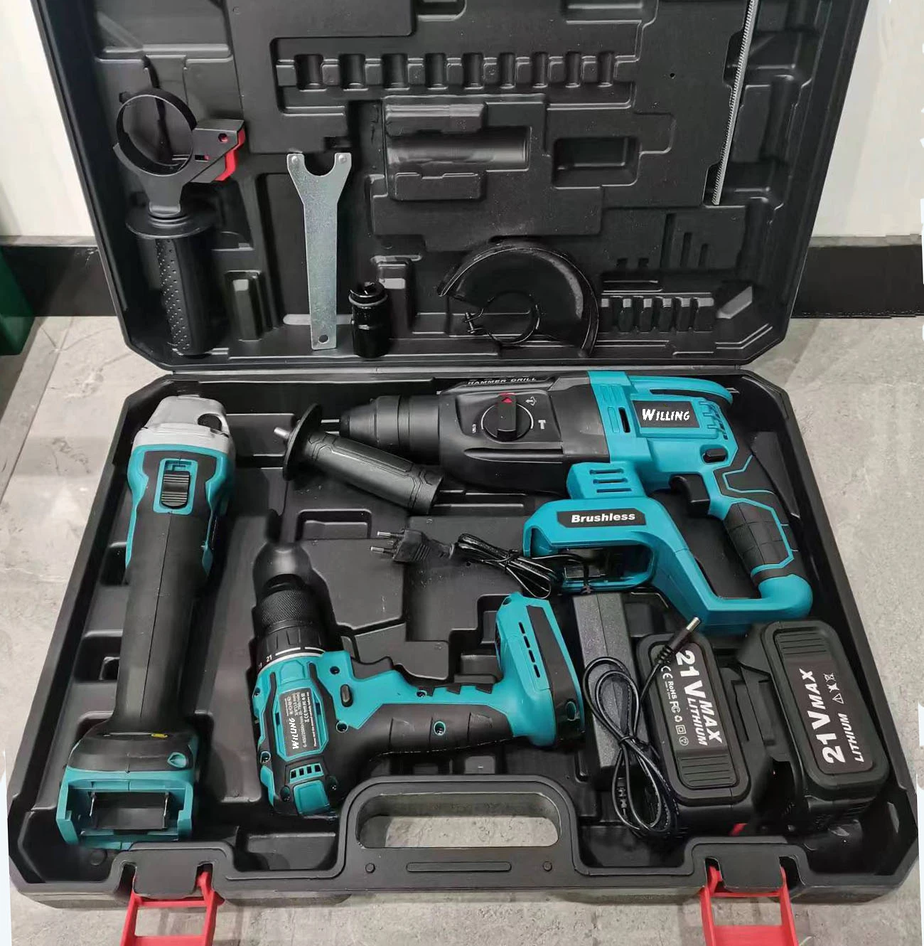 Factory 21v Power Drills Tool Set Kit Portable Electric Cordless Brushless 18v Cordless Drill Lithium Battery Power Tools Kit