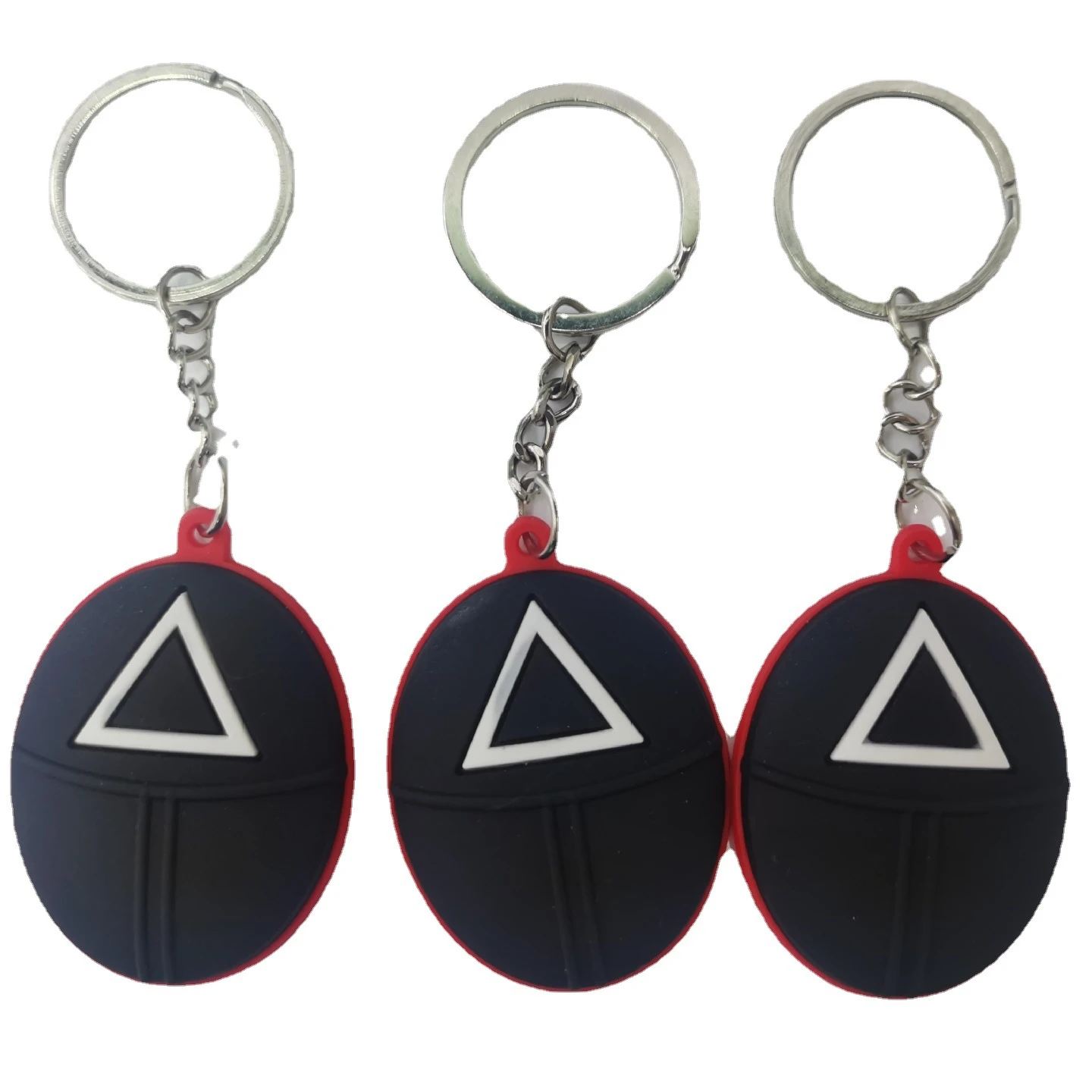 New arrival rubber products hot squid game keychain doll calamari silicone key