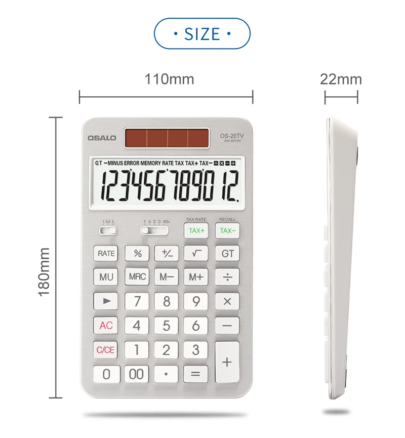High-End Design Business Office Desktop Calculator For Aluminum 12-Digit Calculator Whit Calculator Solar