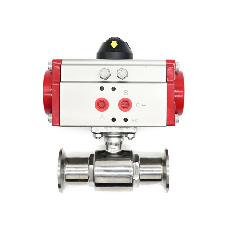 JTAIV 2 way SS316/304 Pneumatic Sanitary Quick Install Ball Valve with Gas Water Oil Acid Base control DN15-DN100