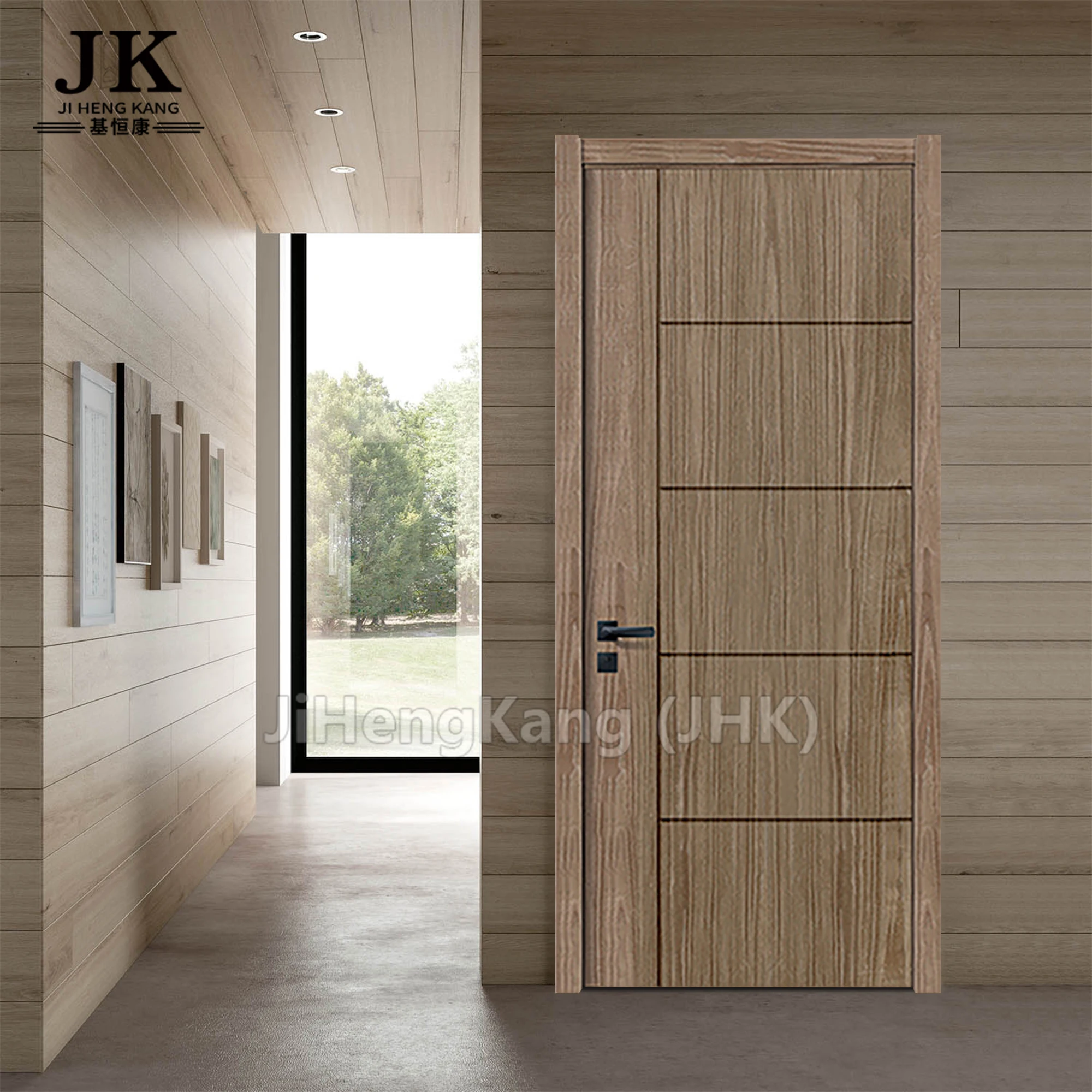 JHK-FC05 Arch Wood Glass Door Innovations Good Price Smart Door Lock  Wood Veneer Door