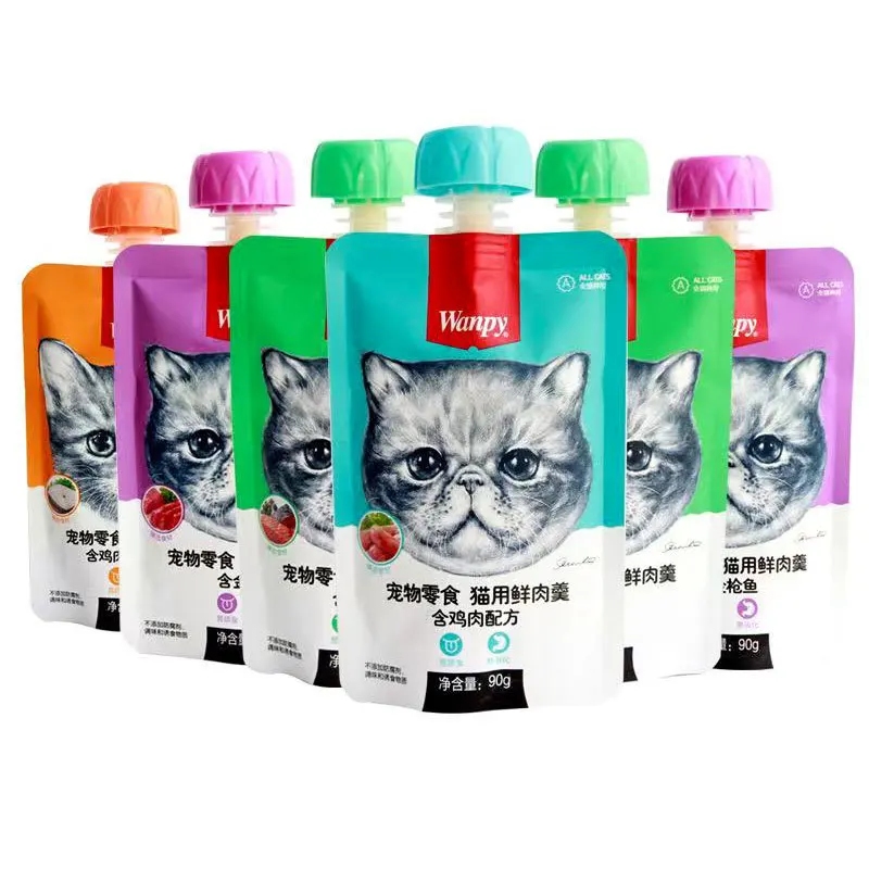 Top-selling Wanpy 90g Fresh Nutritional Pet Cat Wet Food Various Flavor Cat Dog Liquid Snacks Wet Cats Treats