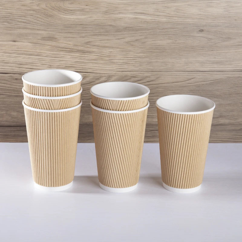 Blank Stacker Silver Ripple Biodegrade Coffee 12 Ripped Paper Cup with Lids Rainbow Printed Hot 20 Oz Black Beverage Recyclable