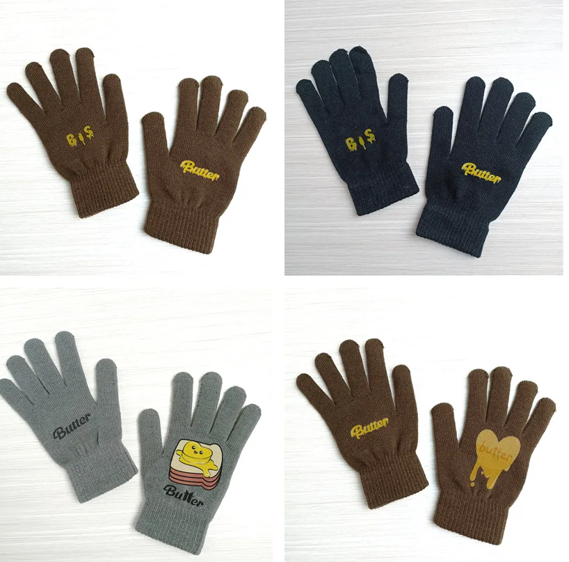 KPOP BTS вязаные рукавицы с маслом, унисекс, зимние кавайные теплые шерстяные рукавицы Bangtan Boys, подарки для фанатов KPOP, товары на заказ L573