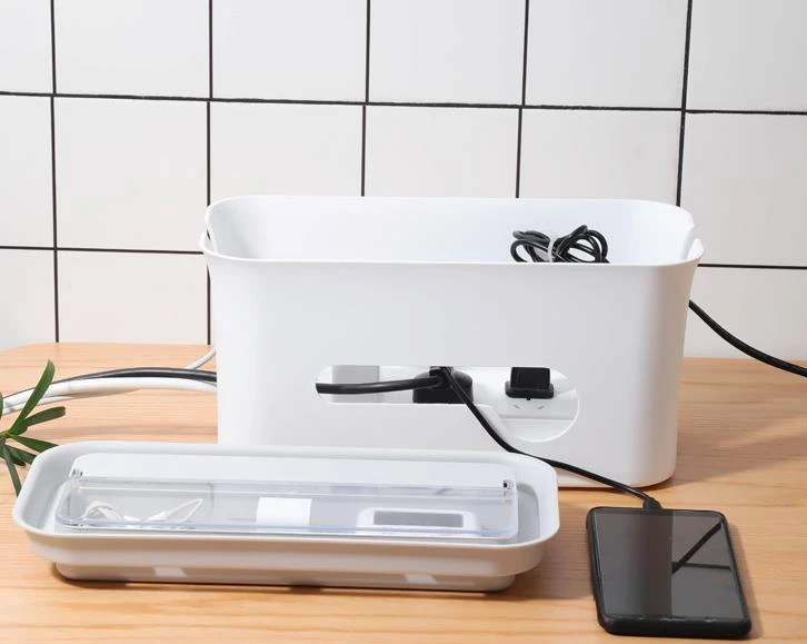 Power Cord Cable Charger Socket Storage Box Power Line Storage Organizer Box Under Desk Plastic Cable Box Organizer