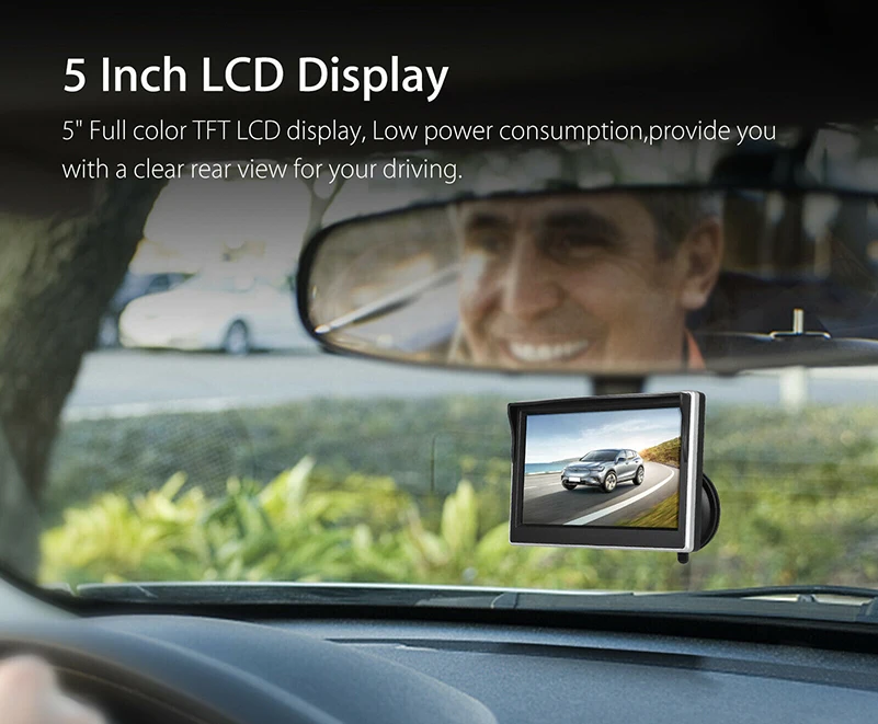 5 Inch TFT LCD Monitor Car Rear View Monitor HD Screen Sun-Shade Car Monitor with Suction Cup Holder Reversing