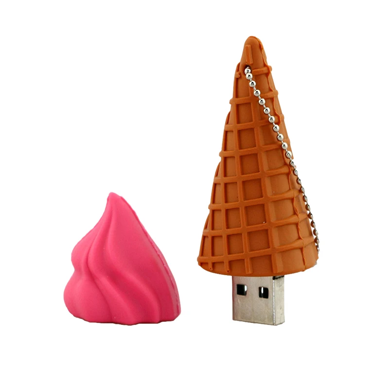 Лидер продаж USB-накопитель из ПВХ с мороженым индивидуальным логотипом брелок флеш-накопитель 16 ГБ 32 64 U-диск для продвижения подарок