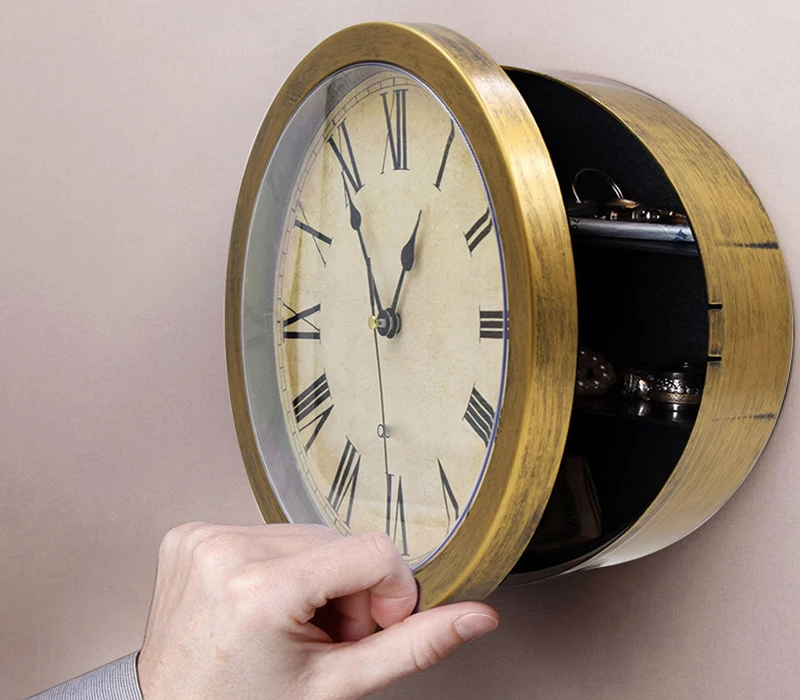 antique bronze New Safe Wall Clock/Clock Hidden Safe/Insurance Cabinet Clock  Jewelry Security Money Cash Safe Clocks