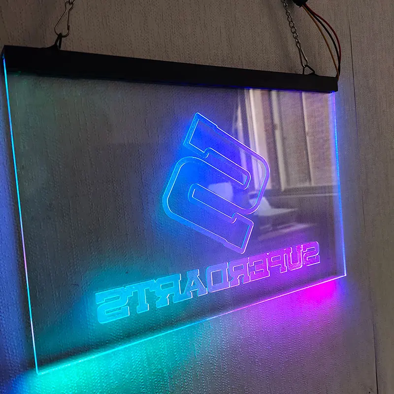 Оптовая продажа на заказ с подсветкой выгравированный акриловый знак светодиод RGB изменяющий цвет светодиодный край освещенный